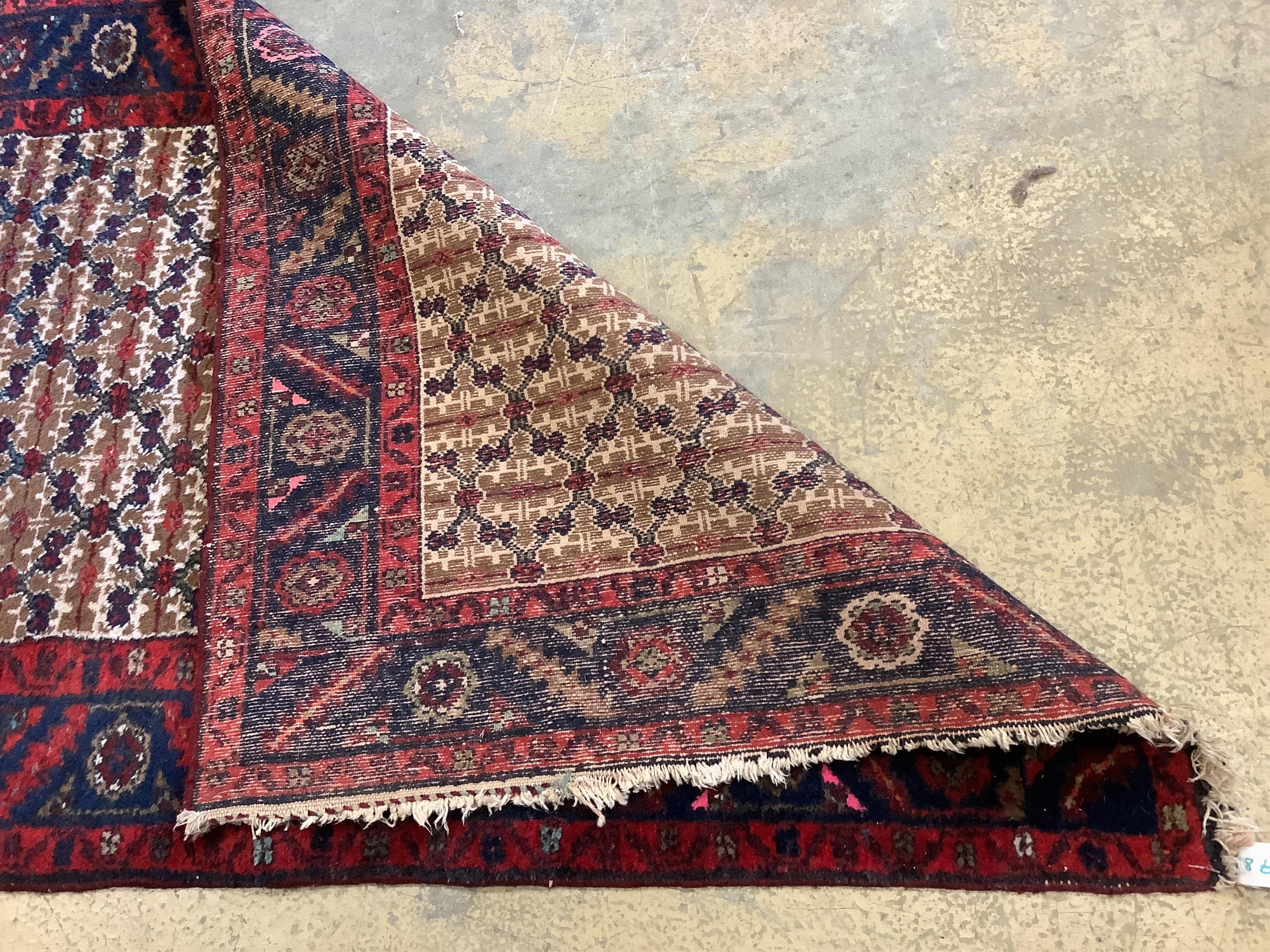 A modern Persian cream ground runner, 419 x 91cm. Condition - fair, but dog odour